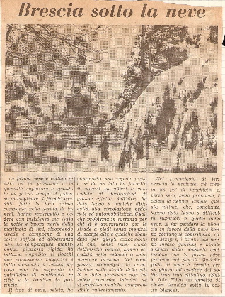 “La città sotto la neve” – Dicembre 1976, Brescia
